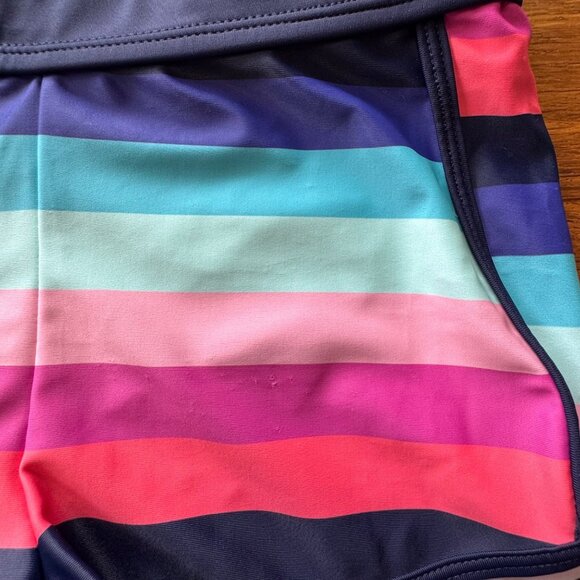 EDDIE BAUER Color Block RashGuard Swim Set Girls 7-8 S Small Top Striped Shorts - Picture 11 of 14